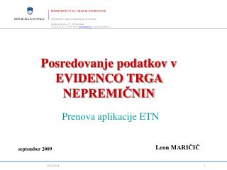 Posredovanje podatkov v EVIDENCO TRGA NEPREMIČNIN