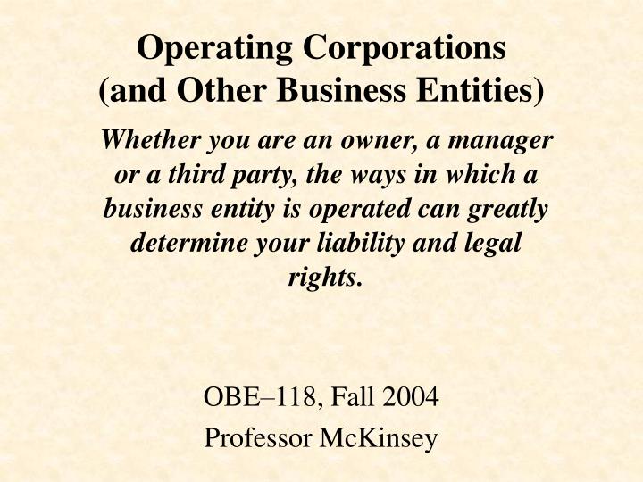 operating corporations and other business entities