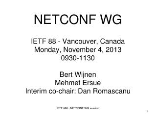 NETCONF WG