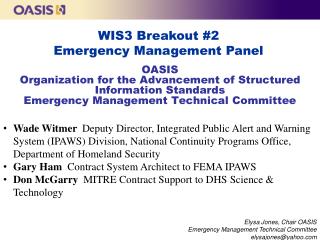 WIS3 Breakout #2 Emergency Management Panel