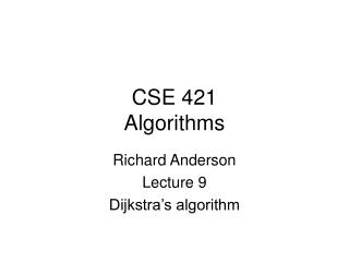 CSE 421 Algorithms