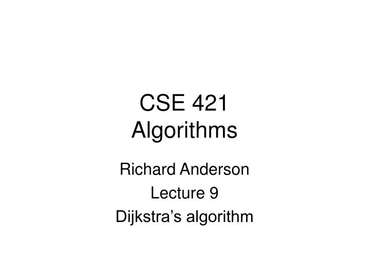 cse 421 algorithms