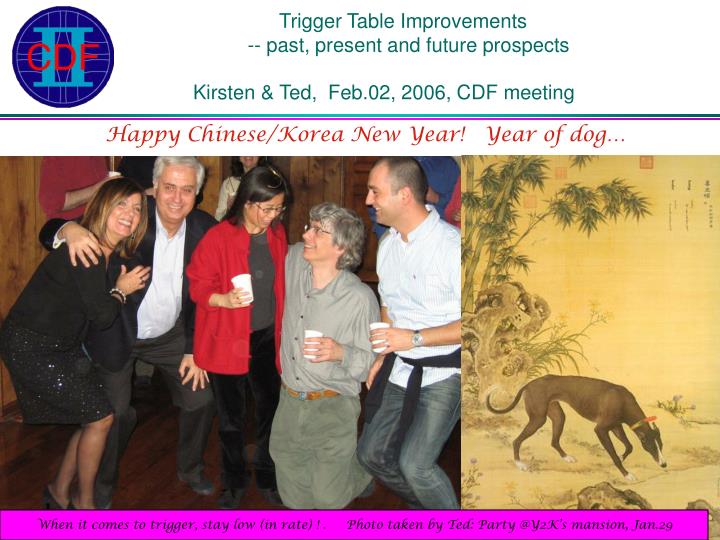 trigger table improvements past present and future prospects kirsten ted feb 02 2006 cdf meeting