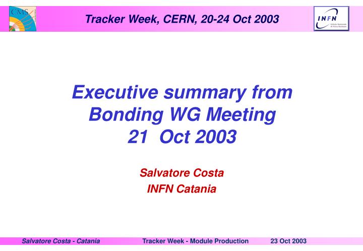 executive summary from bonding wg meeting 21 oct 2003