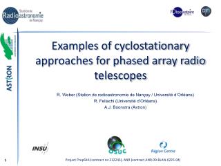 Examples of cyclostationary approaches for phased array radio telescopes