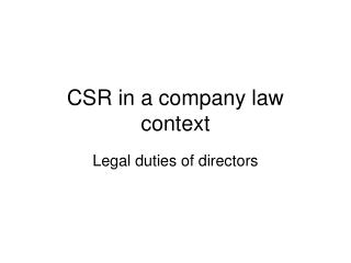 CSR in a company law context