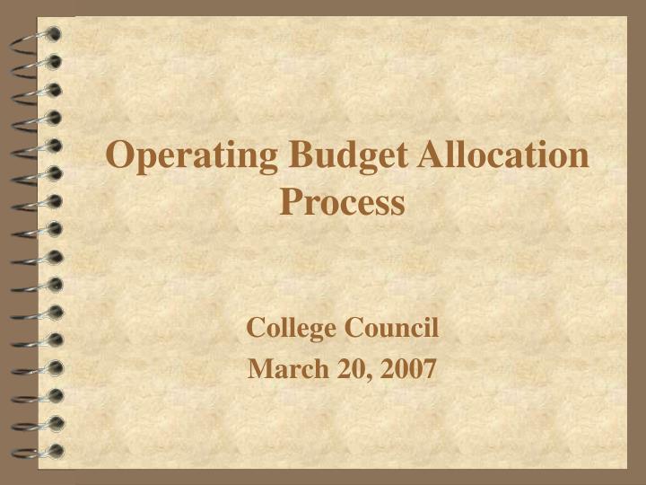 operating budget allocation process