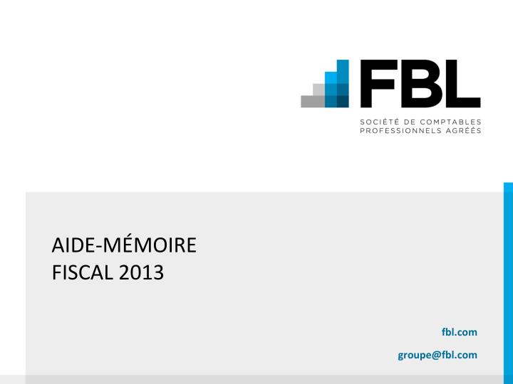 aide m moire fiscal 2013
