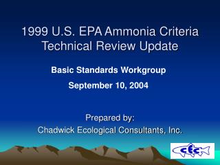 1999 U.S. EPA Ammonia Criteria Technical Review Update