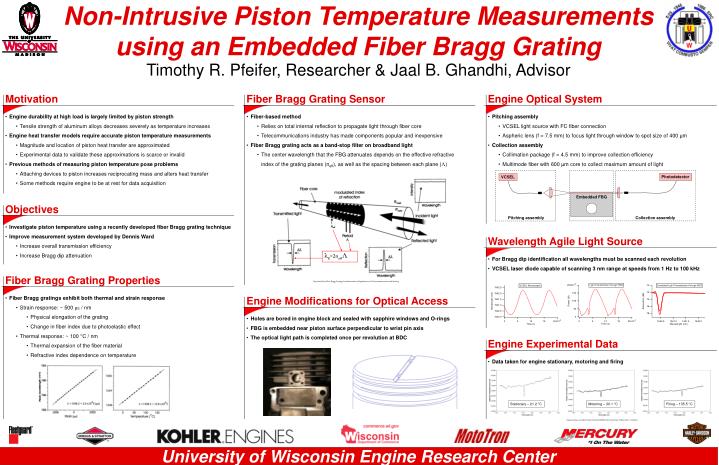 non intrusive piston temperature measurements using an embedded fiber bragg grating