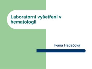 laboratorn vy et en v hematologii