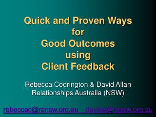 Link between Outcomes &amp; Worker-Client Relationship