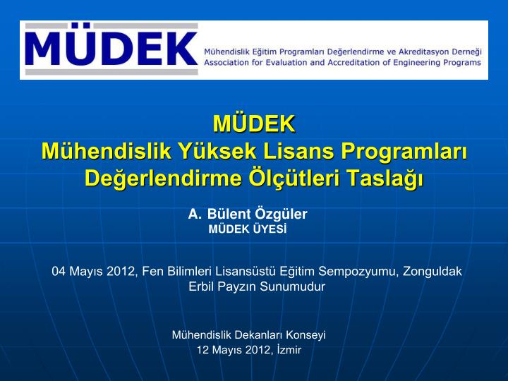 m dek m hendislik y ksek lisans programlar de erlendirme l tleri tasla