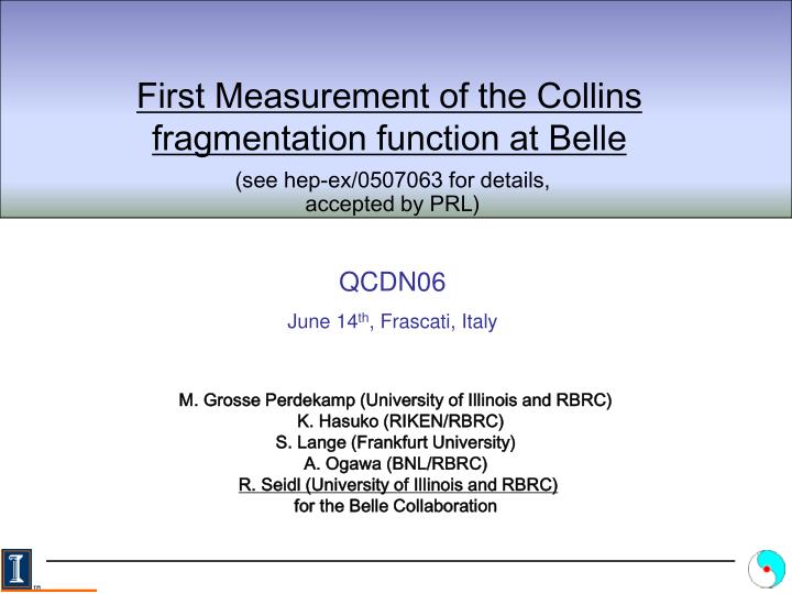 first measurement of the collins fragmentation function at belle