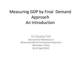 Measuring GDP by Final Demand Approach An Introduction