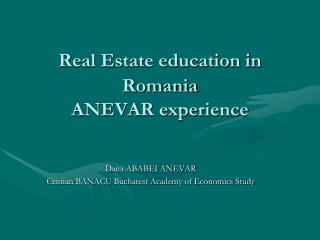 Real Estate education in Romania ANEVAR experience