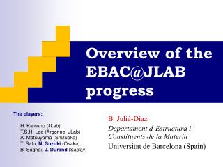 Overview of the EBAC@JLAB progress