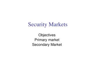 Security Markets