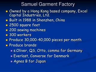 Samuel Garment Factory