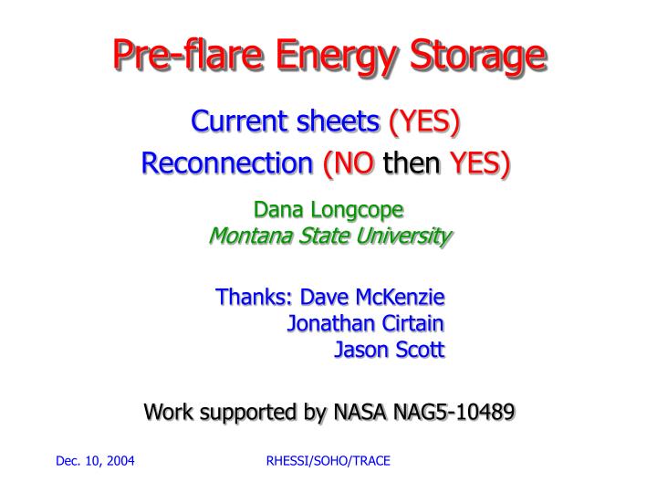 pre flare energy storage
