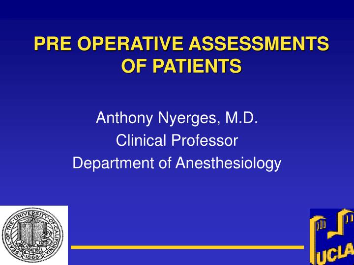 pre operative assessments of patients