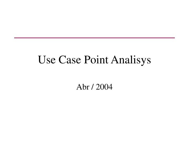 use case point analisys