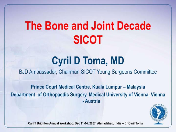 the bone and joint decade sicot