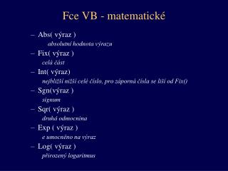 fce vb matematick