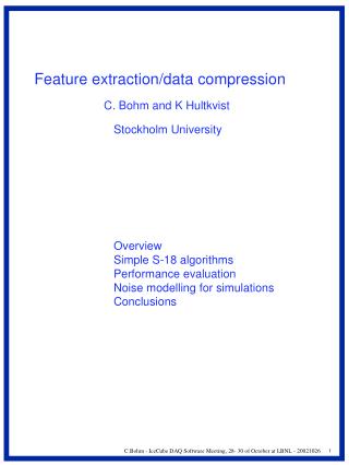 Feature extraction/data compression
