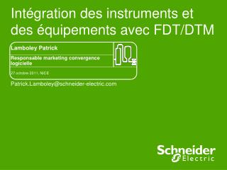 int gration des instruments et des quipements avec fdt dtm