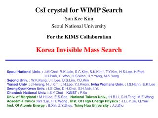 CsI crystal for WIMP Search