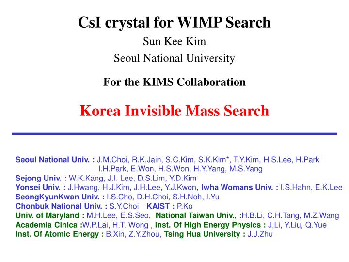 csi crystal for wimp search