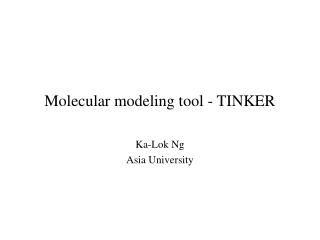 Molecular modeling tool - TINKER