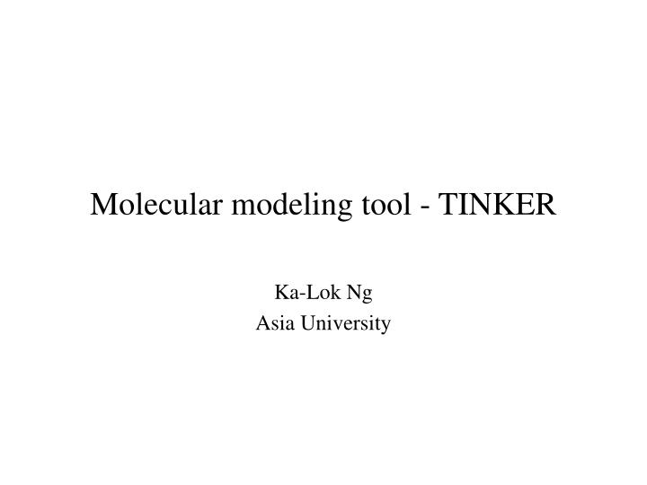 molecular modeling tool tinker