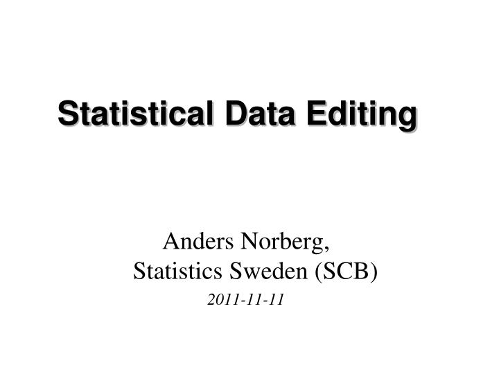 statistical data editing