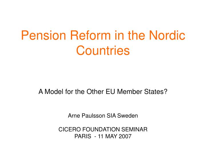 pension reform in the nordic countries