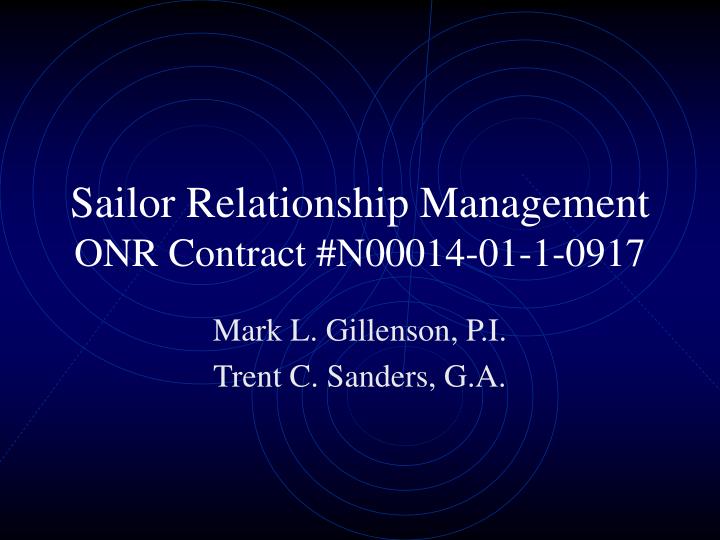 sailor relationship management onr contract n00014 01 1 0917