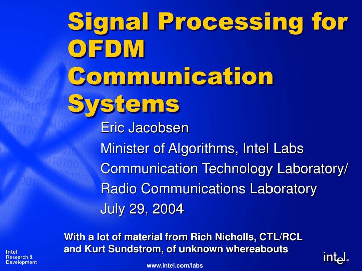 signal processing for ofdm communication systems