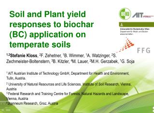 Soil and Plant yield responses to biochar (BC) application on temperate soils