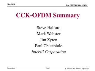 CCK-OFDM Summary