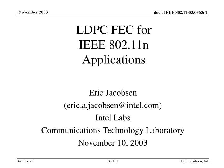 ldpc fec for ieee 802 11n applications