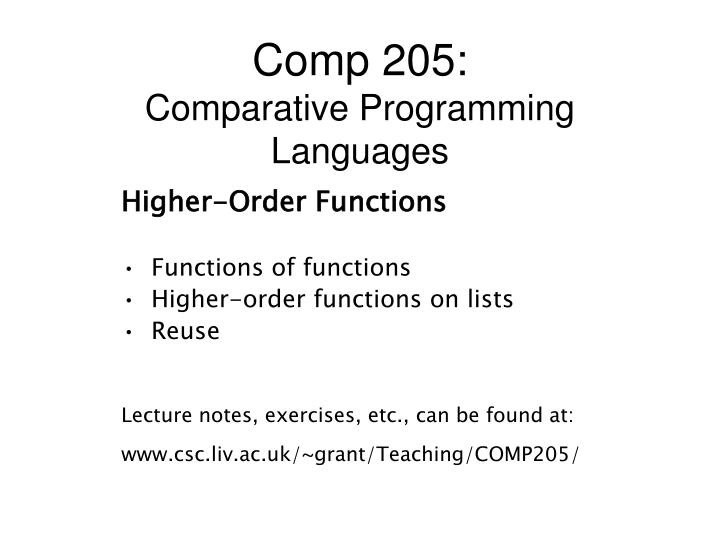 comp 205 comparative programming languages