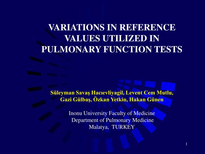 variations in reference values utilized in pulmonary function tests