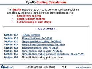 Equilib Cooling Calculations