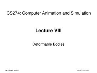 Lecture VIII