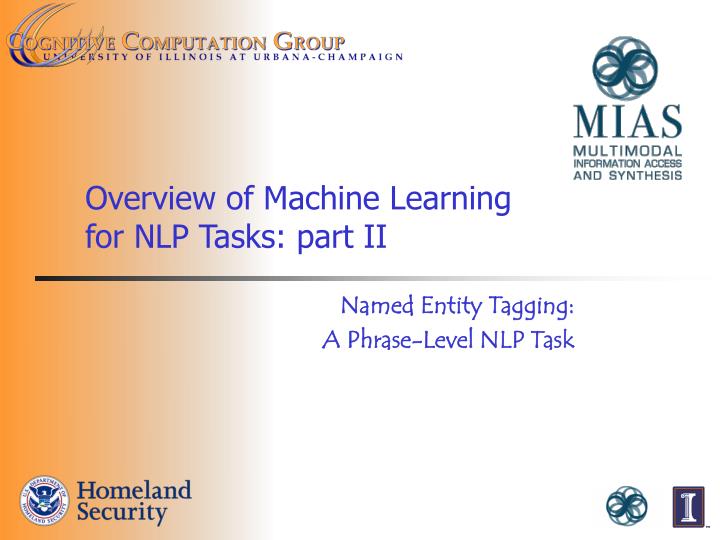 overview of machine learning for nlp tasks part ii