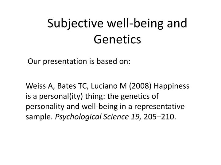 subjective well being and genetics