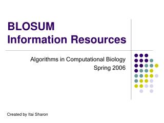 BLOSUM Information Resources