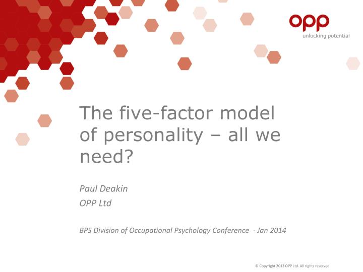 the five factor model of personality all we need