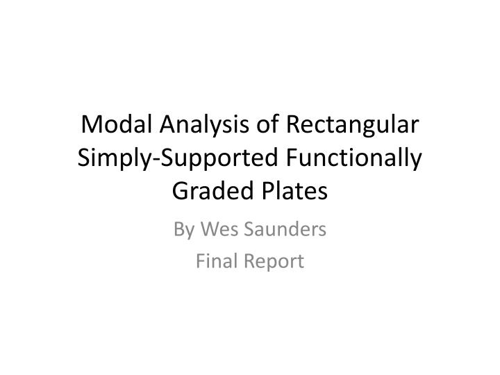 modal analysis of rectangular simply supported functionally graded plates
